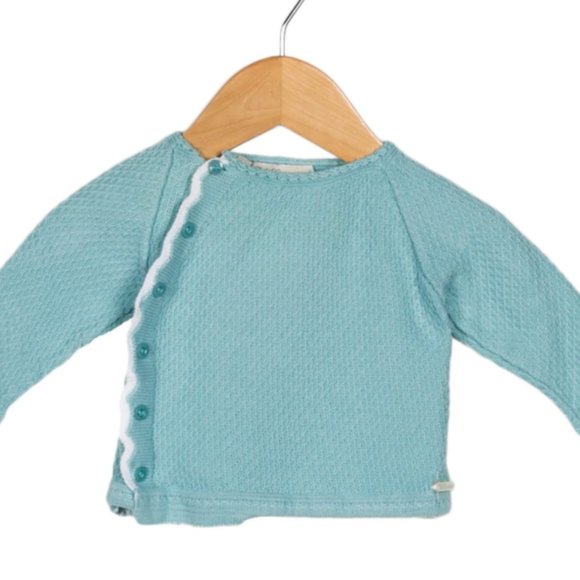 PILI CARRERA Blue Scalloped Trim Knit Sweater 3M - Picture 1 of 2